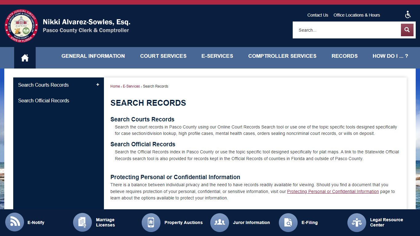 Search Records | Pasco County Clerk, FL - PASCOCLERK.COM